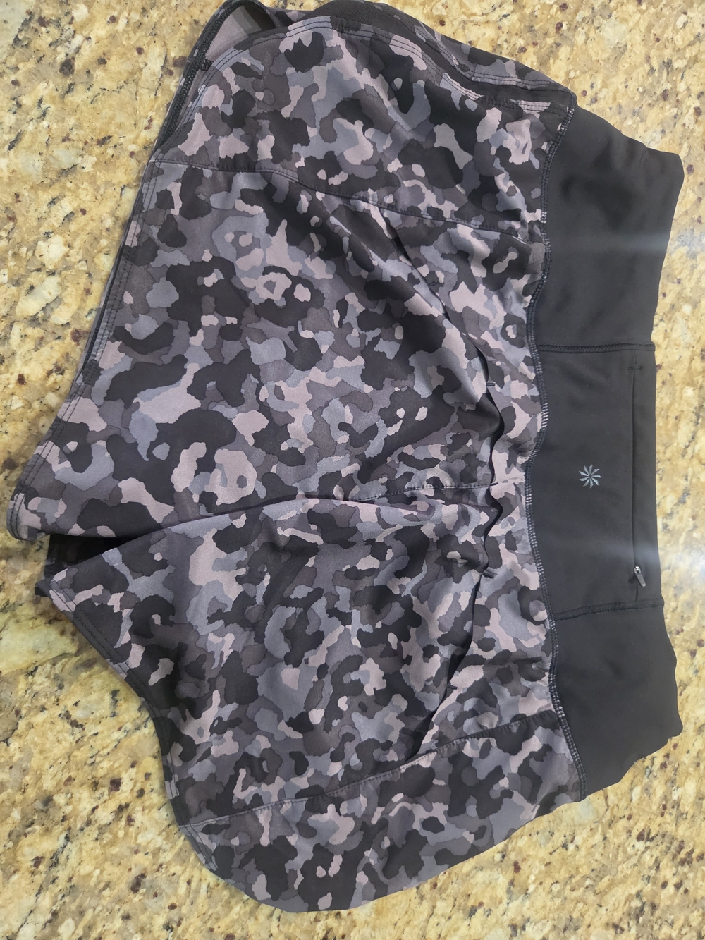Athleta Black and Gray Camo Athletic Shorts